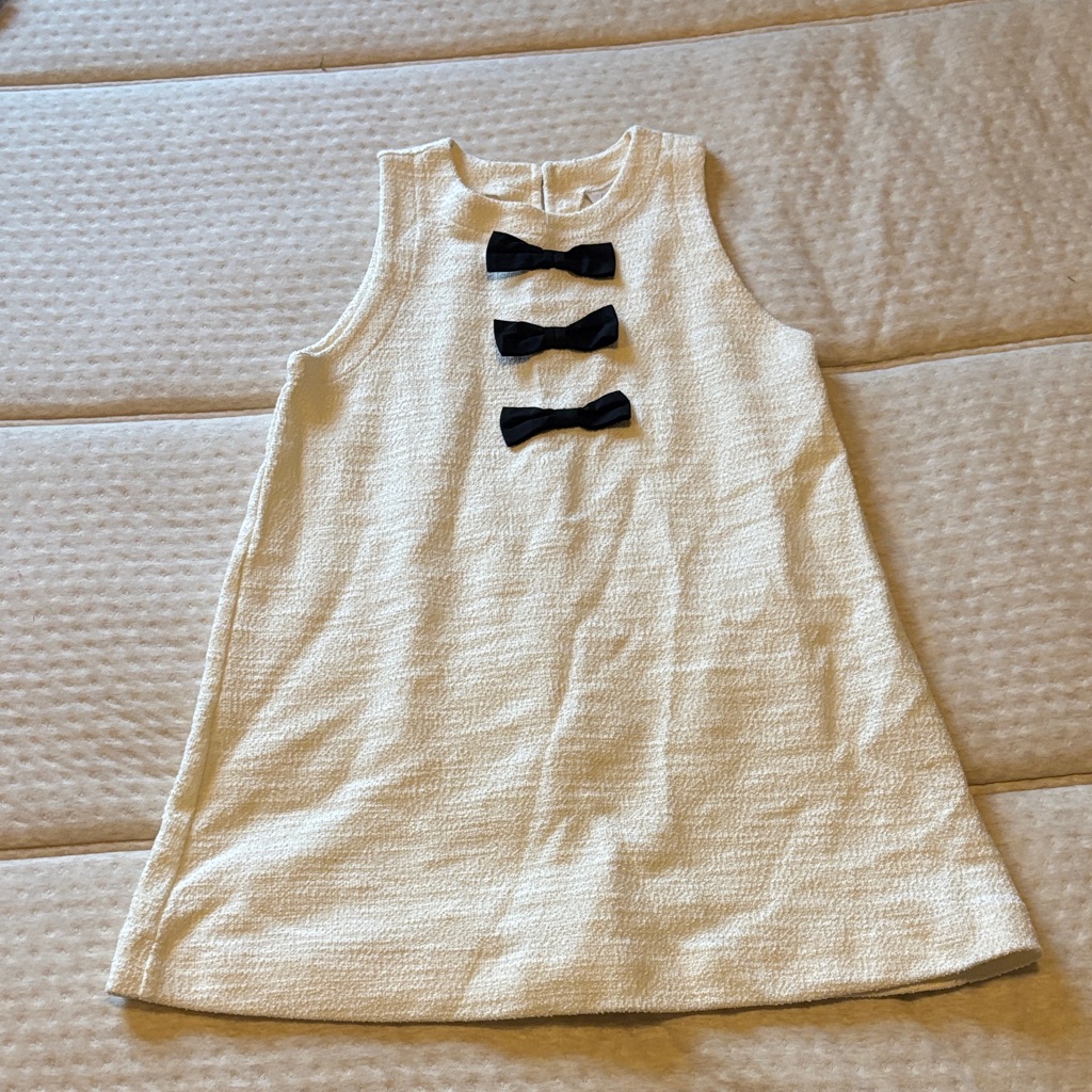Zara White Dress With Black Bow